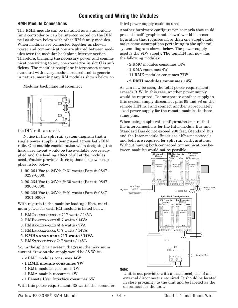 Connecting and wiring the modules, Rmh module connections, Watlow ez-zone | Rmh module, Chapter 2 install and wire | Watlow EZ-ZONE RMH User Manual | Page 37 / 161