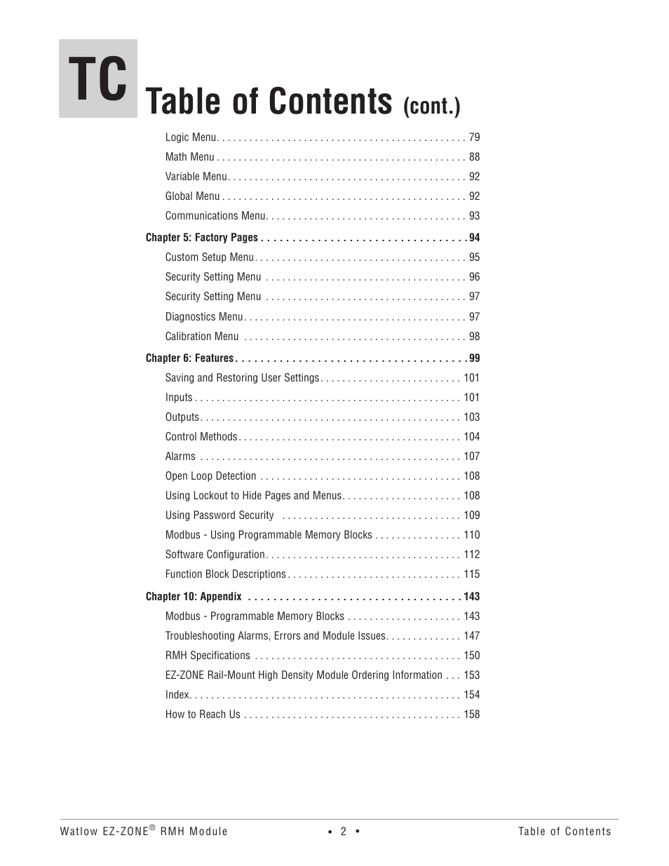 Watlow EZ-ZONE RMH User Manual | Page 5 / 161
