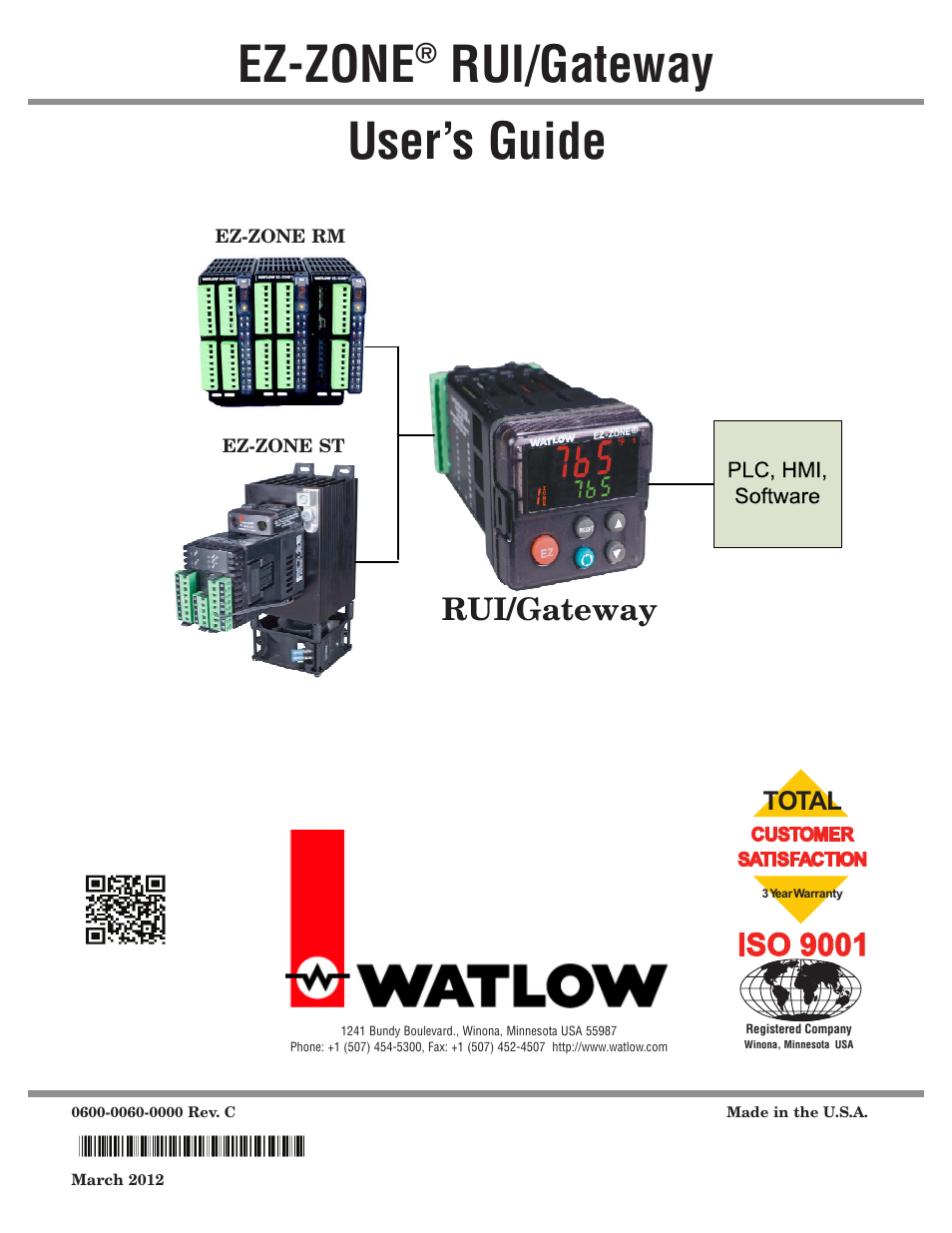 Watlow EZ-ZONE RUI/Gateway User Manual | 62 pages