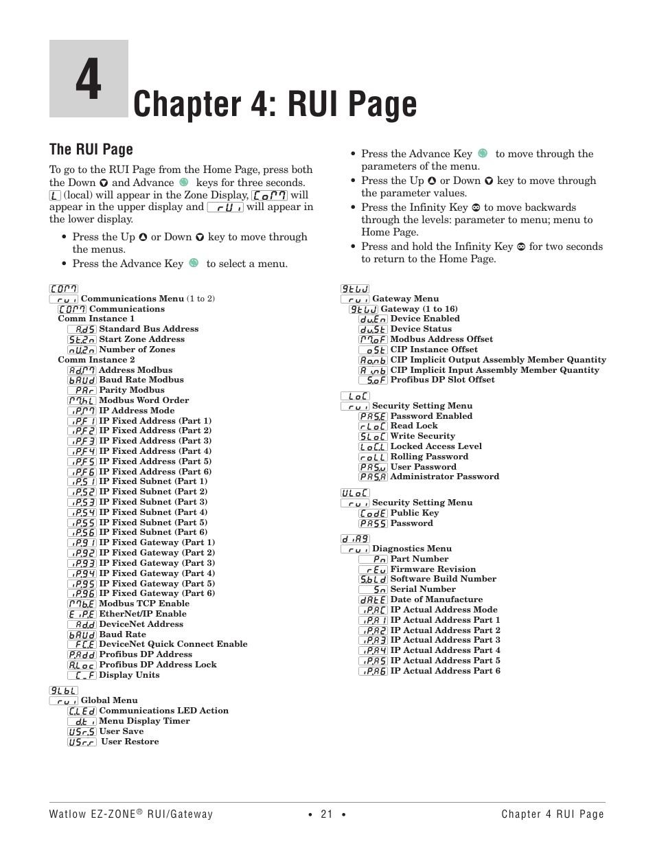 Chapter 4: rui page, The rui page | Watlow EZ-ZONE RUI/Gateway User Manual | Page 24 / 62