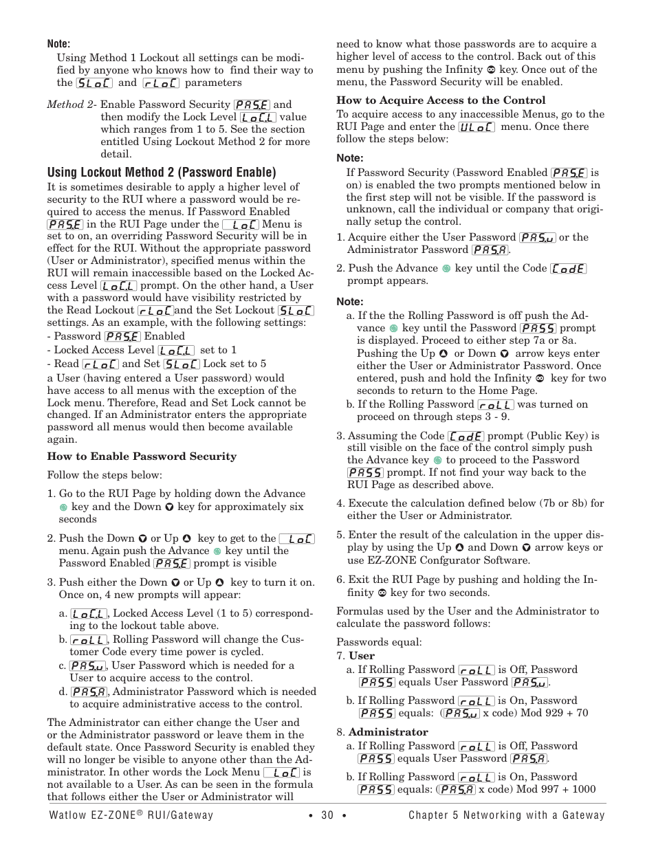 Using lockout method 2 (password enable) | Watlow EZ-ZONE RUI/Gateway User Manual | Page 33 / 62