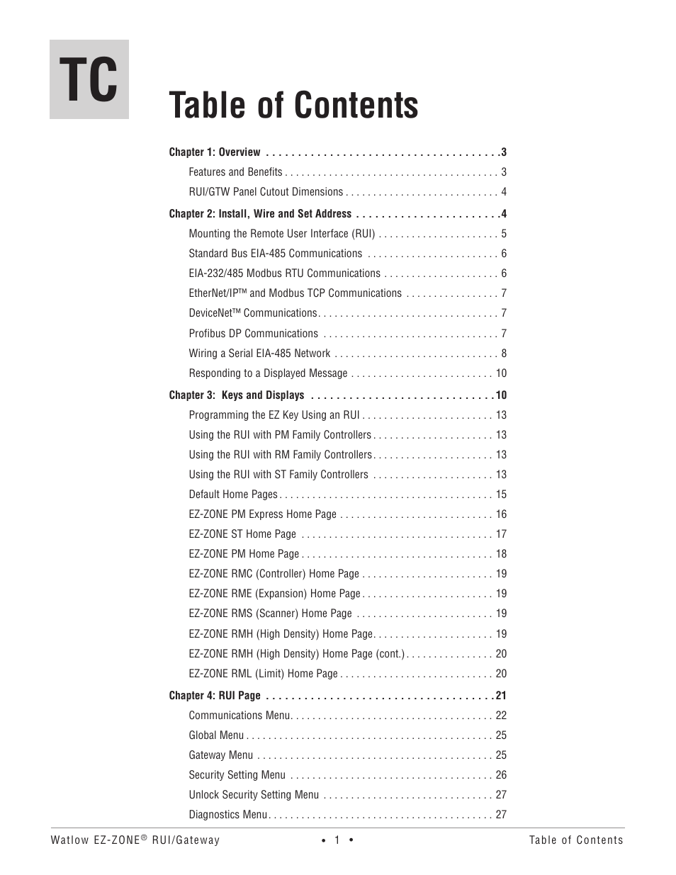 Watlow EZ-ZONE RUI/Gateway User Manual | Page 4 / 62