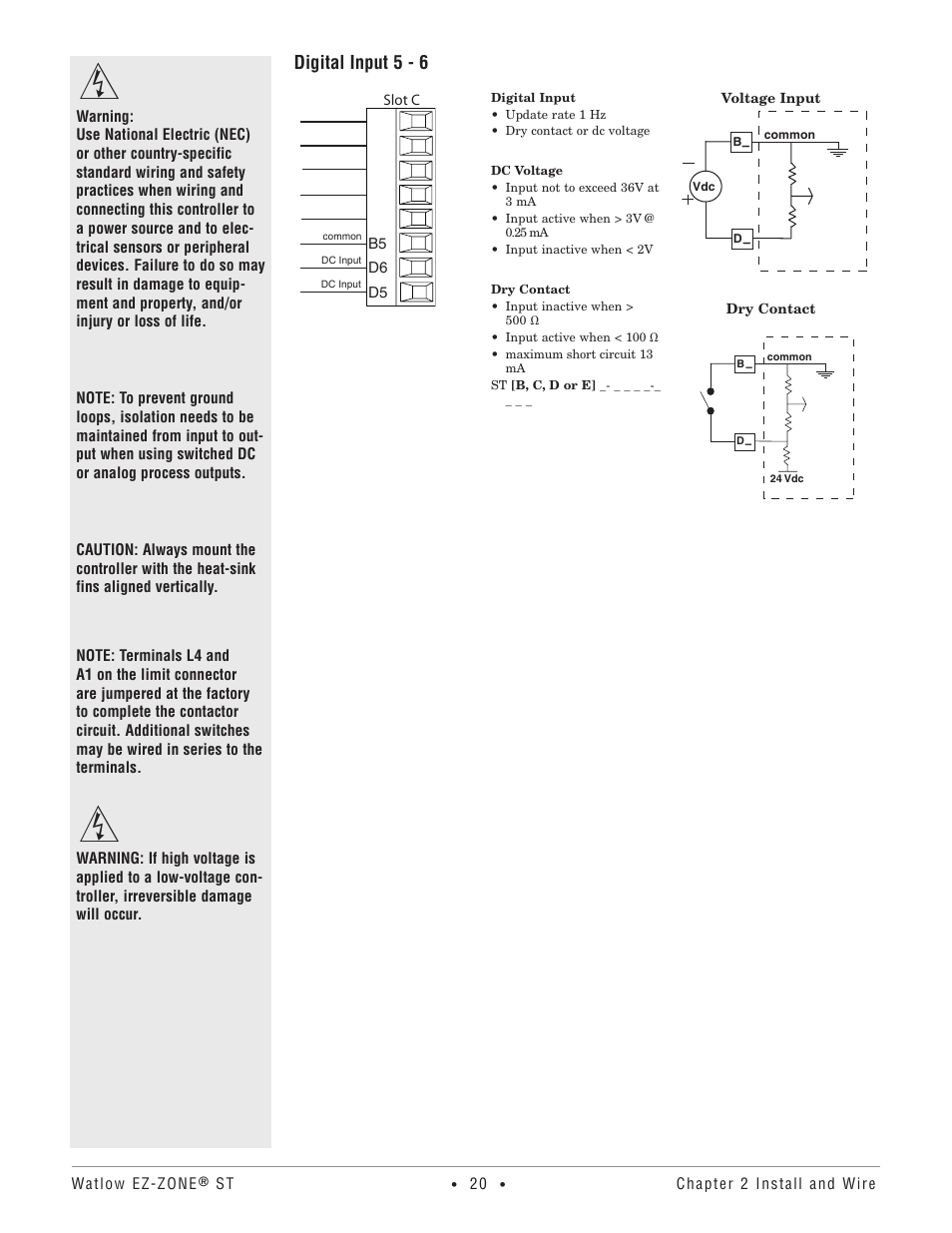 Digital input 5 - 6 | Watlow EZ-ZONE ST User Manual | Page 22 / 97