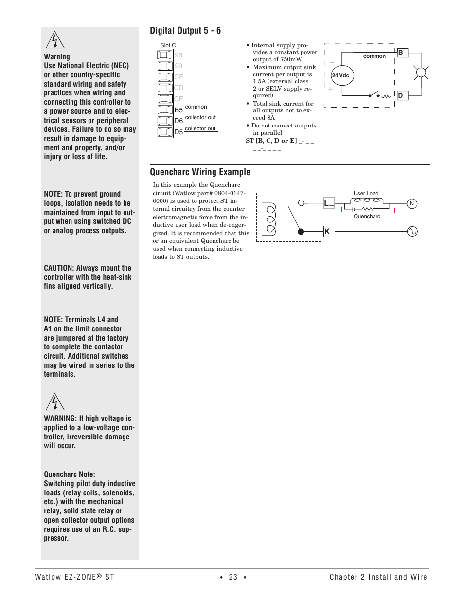 Digital output 5 - 6, Quencharc wiring example | Watlow EZ-ZONE ST User Manual | Page 25 / 97