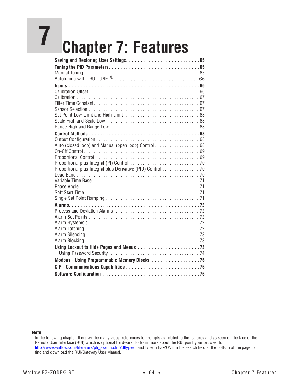 Chapter 7: features | Watlow EZ-ZONE ST User Manual | Page 66 / 97