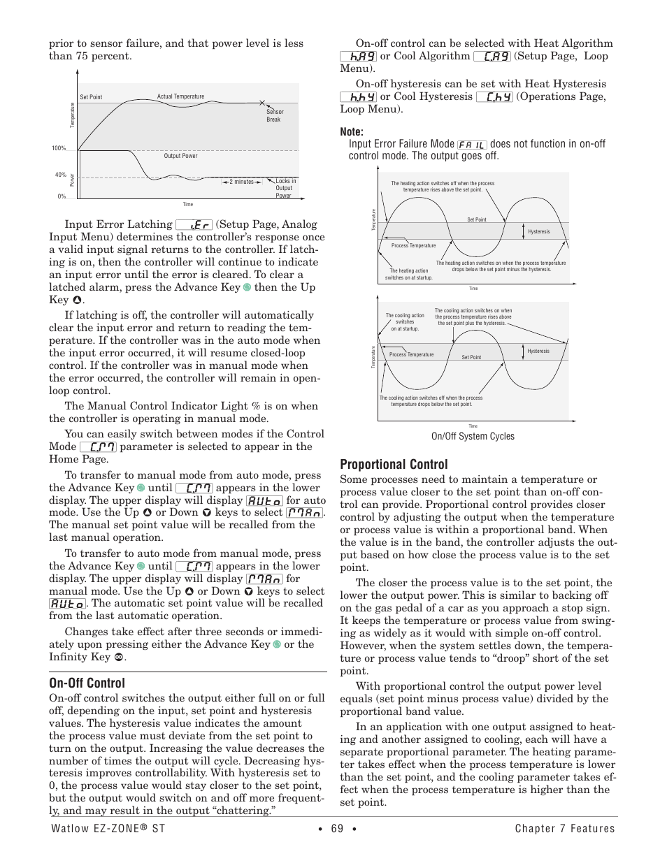 On-off control, Proportional control | Watlow EZ-ZONE ST User Manual | Page 71 / 97