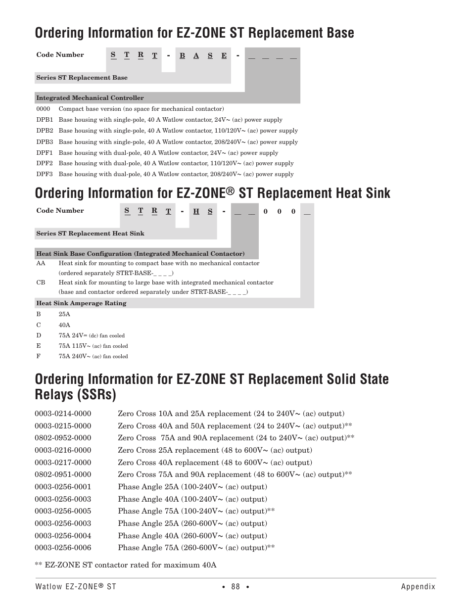 Ordering information for ez-zone | Watlow EZ-ZONE ST User Manual | Page 90 / 97