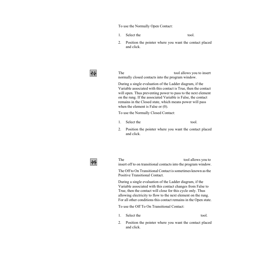 Normally closed contact, Off to on transitional contact | Watlow LogicPro User Manual | Page 100 / 296