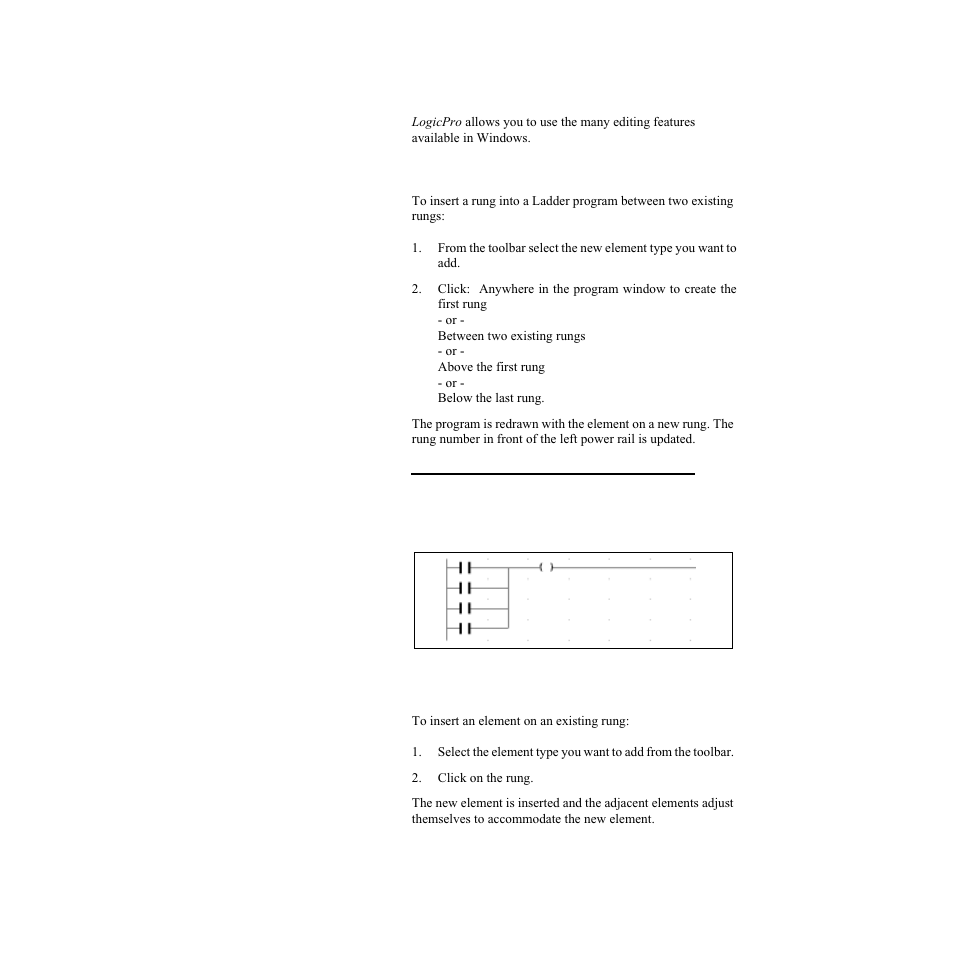 Creating and editing ladder diagrams, Inserting rungs, Inserting elements | Inserting rungs inserting elements, Figure 8.3—rungs with multiple branches | Watlow LogicPro User Manual | Page 104 / 296