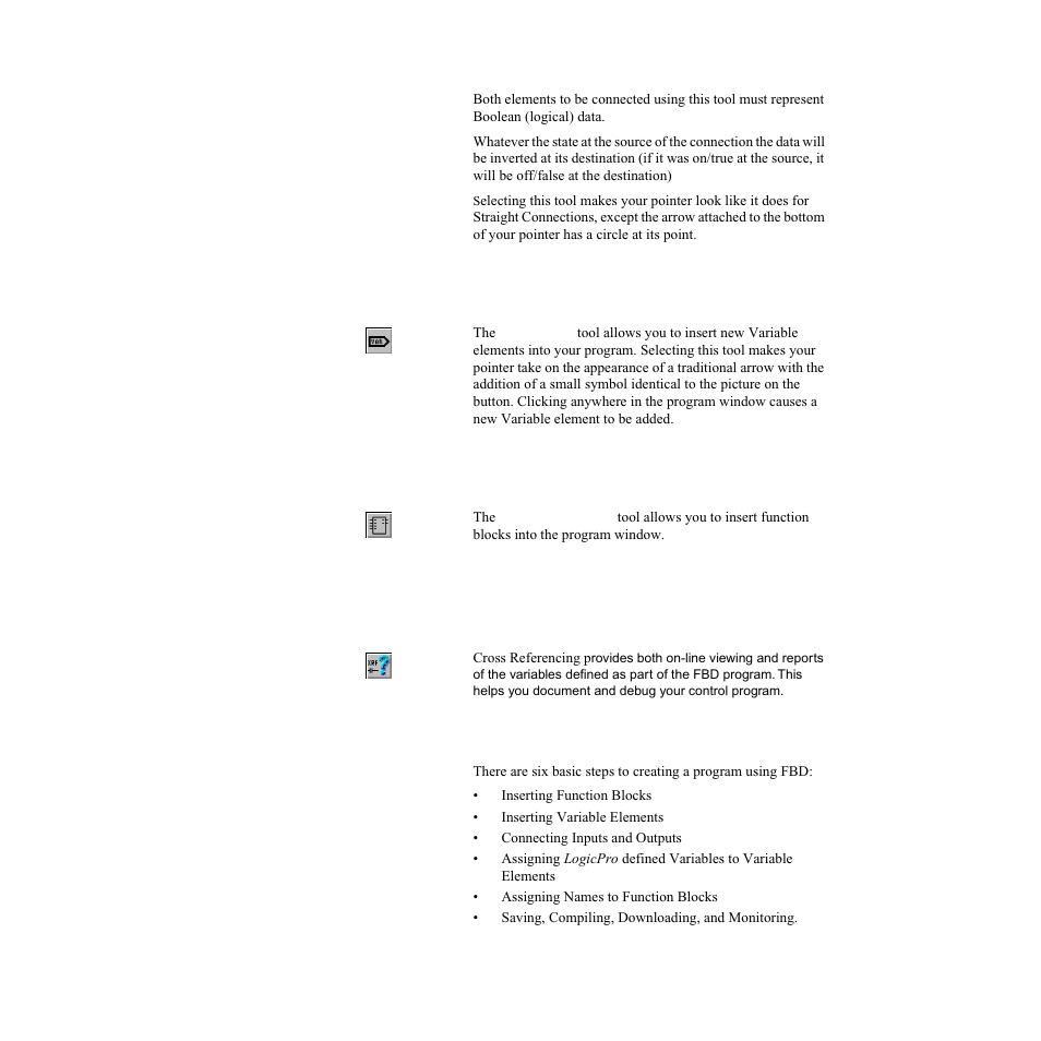 Variables, Function blocks, Cross reference | Creating an fbd program, Variables function blocks cross reference | Watlow LogicPro User Manual | Page 123 / 296