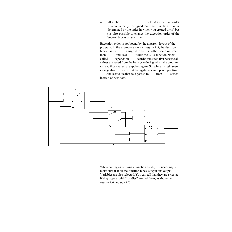 Cutting, copying, pasting, and deleting, Figure 9.5—execution order in fbd | Watlow LogicPro User Manual | Page 128 / 296