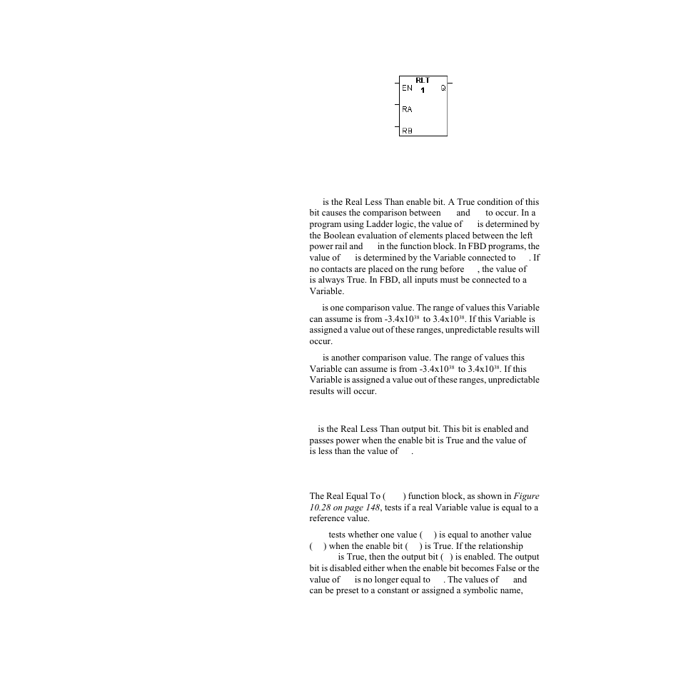 Inputs, Output, Real equal to (req) | Figure 10.27— real less than function block | Watlow LogicPro User Manual | Page 163 / 296
