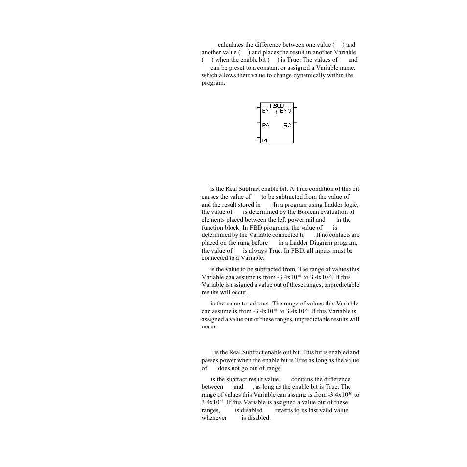 Inputs, Outputs, Figure 10.30— real subtract function block | Watlow LogicPro User Manual | Page 166 / 296