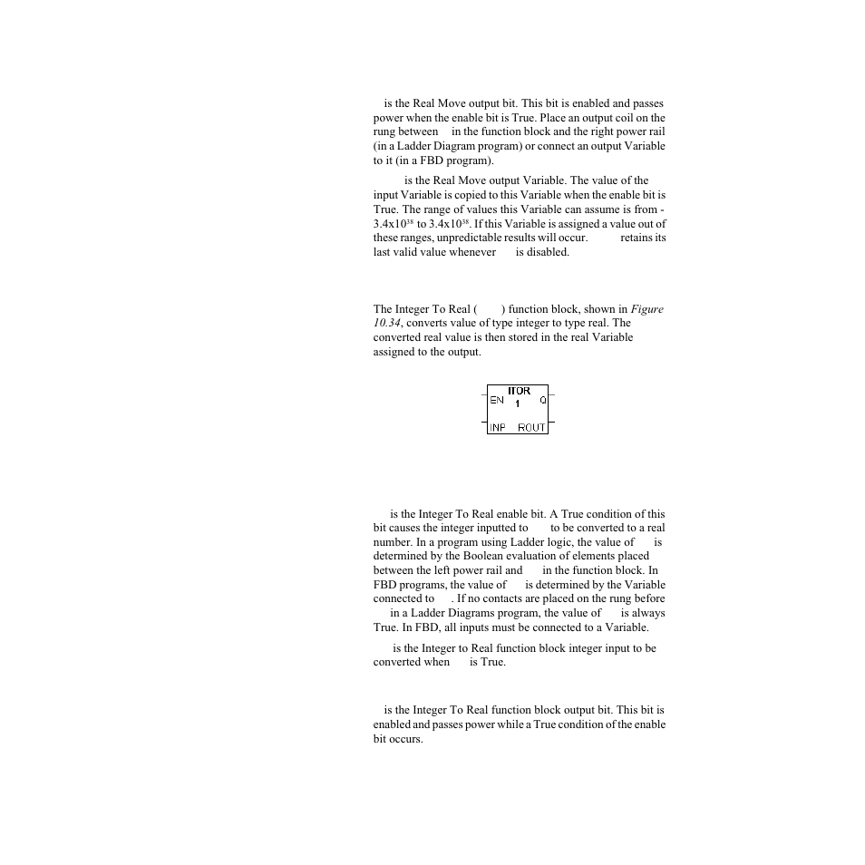 Outputs, Integer to real (itor), Inputs | Figure 10.34— integer to real function block | Watlow LogicPro User Manual | Page 170 / 296