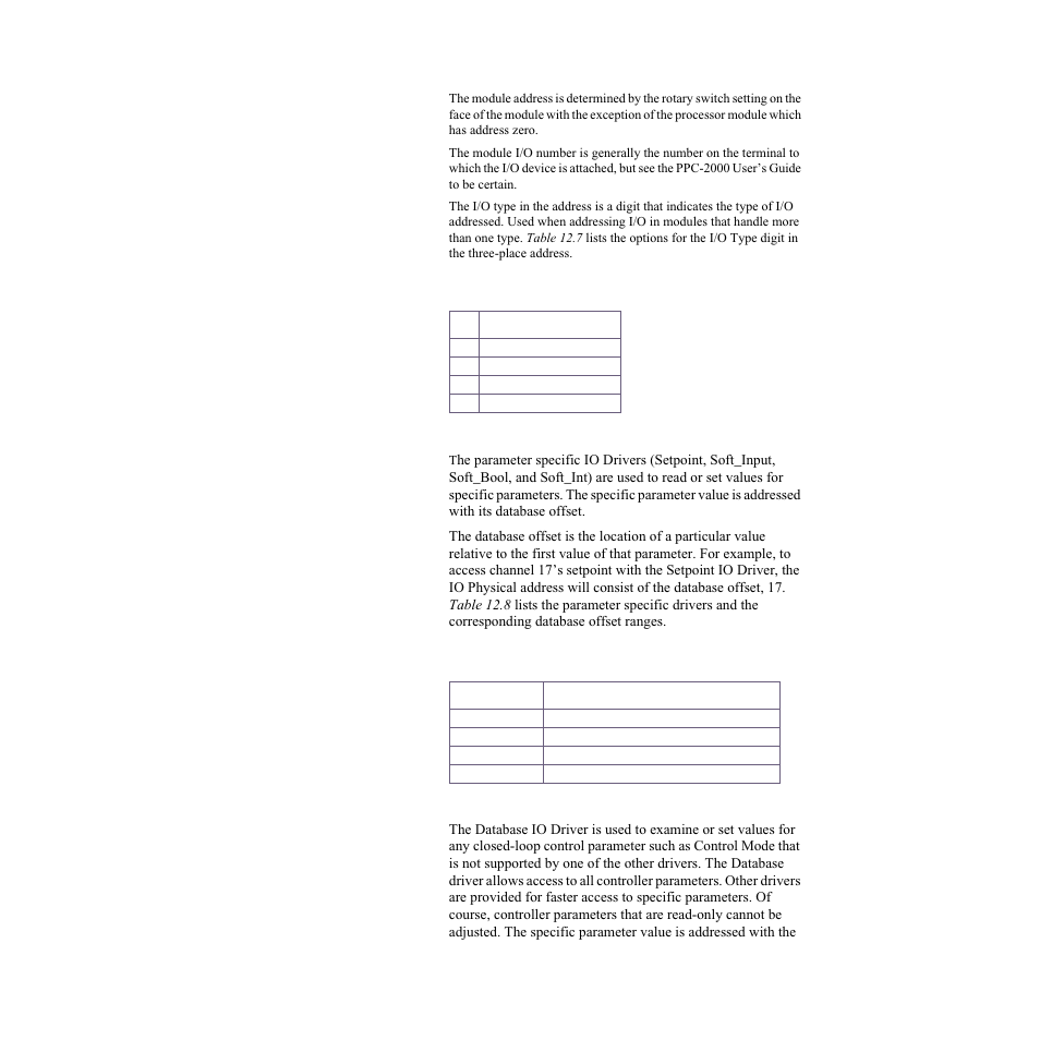 Parameter specific drivers, Database driver | Watlow LogicPro User Manual | Page 206 / 296