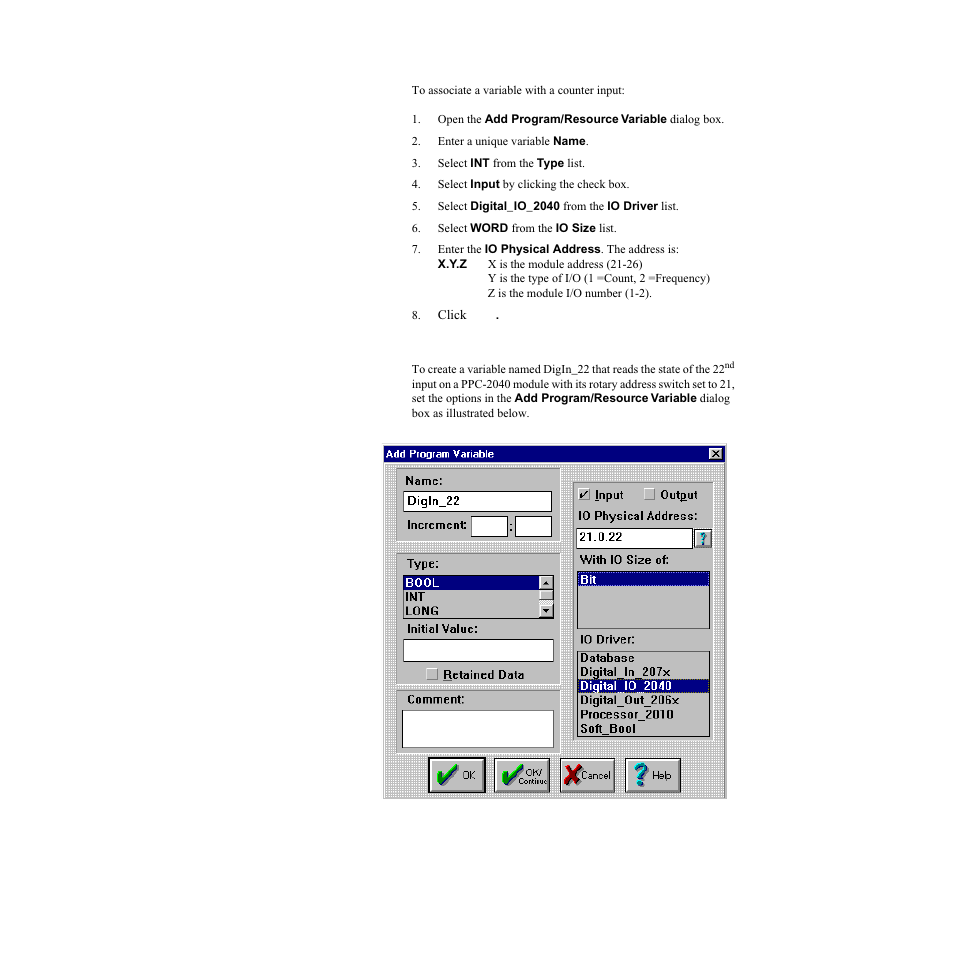 Ppc-2040 digital i/o addressing example | Watlow LogicPro User Manual | Page 212 / 296