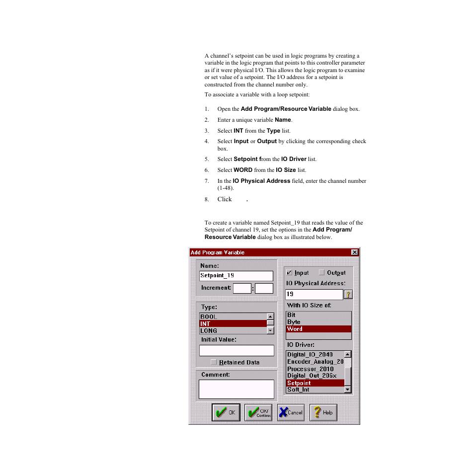Setpoint | Watlow LogicPro User Manual | Page 216 / 296