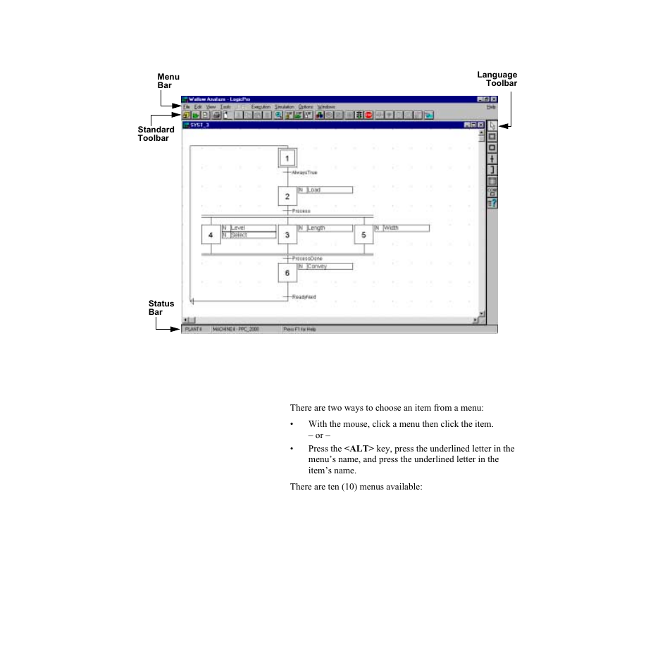 Menu bar, Figure 2.1—the logicpro workplace | Watlow LogicPro User Manual | Page 22 / 296