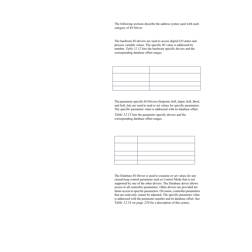 Hardware specific drivers, Parameter specific drivers, Database driver | Watlow LogicPro User Manual | Page 225 / 296