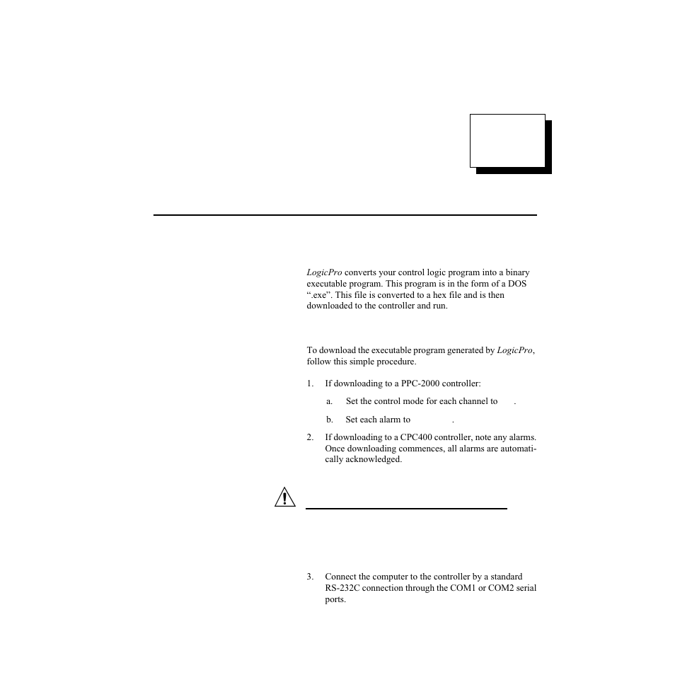 Downloading and monitoring, Executable, Downloading to a controller through an rs-232 port | 15 downloading and monitoring | Watlow LogicPro User Manual | Page 251 / 296