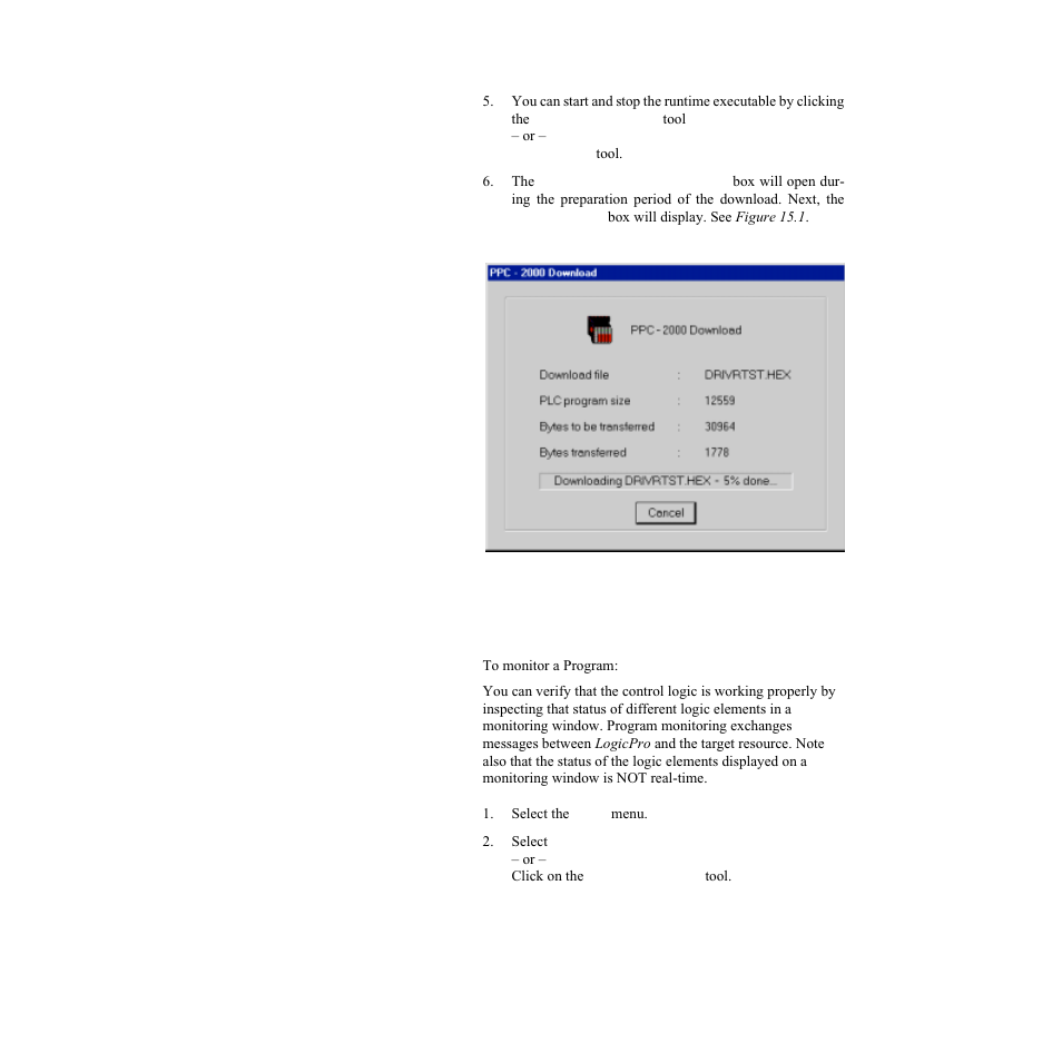 Monitoring a program, Figure 15.1—downloading | Watlow LogicPro User Manual | Page 253 / 296