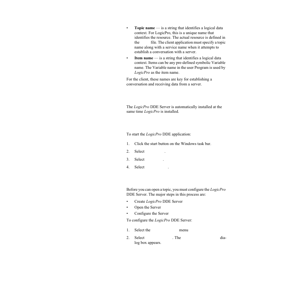 Installation, Starting the logicpro dde application, Configuration | Watlow LogicPro User Manual | Page 276 / 296