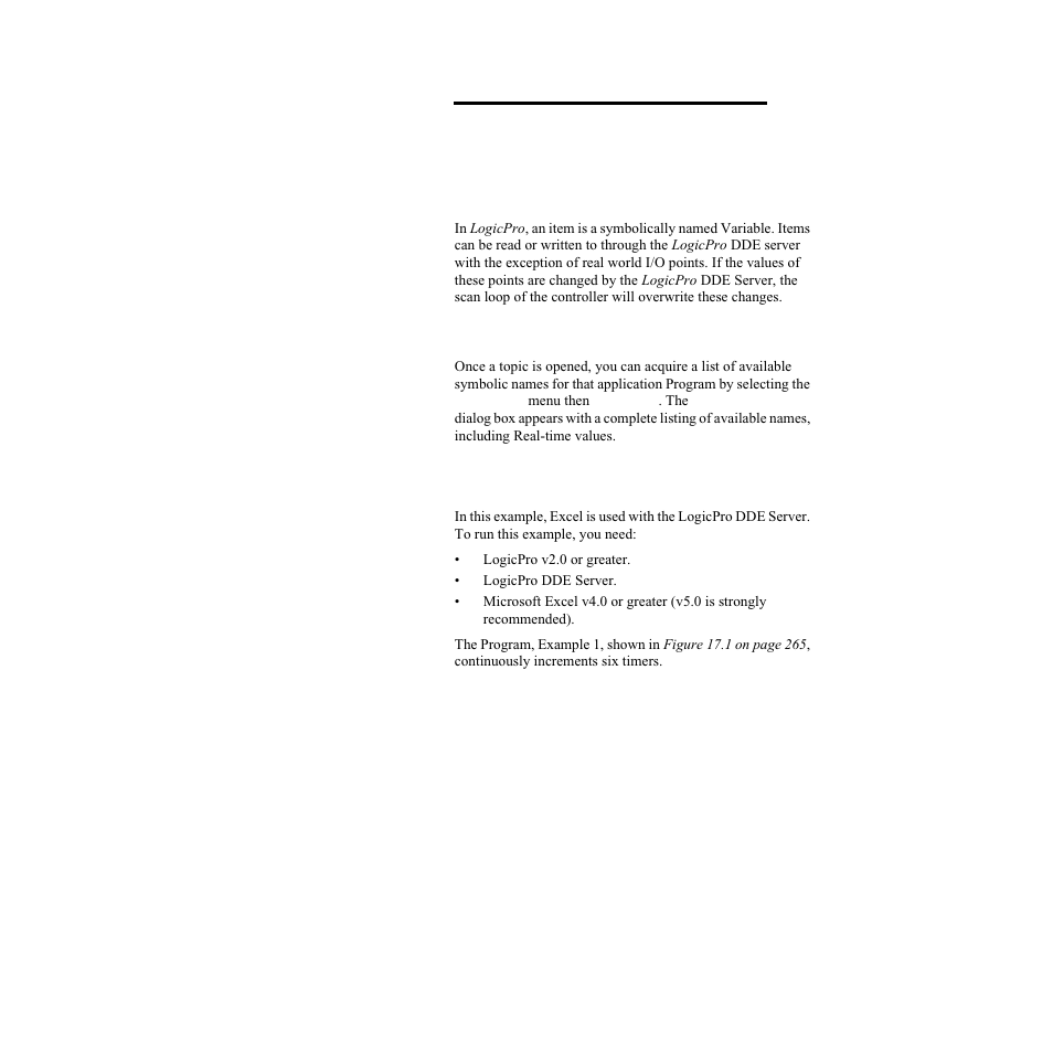 Item point naming, Finding the available item names, Excel spreadsheet dde sample | Watlow LogicPro User Manual | Page 280 / 296