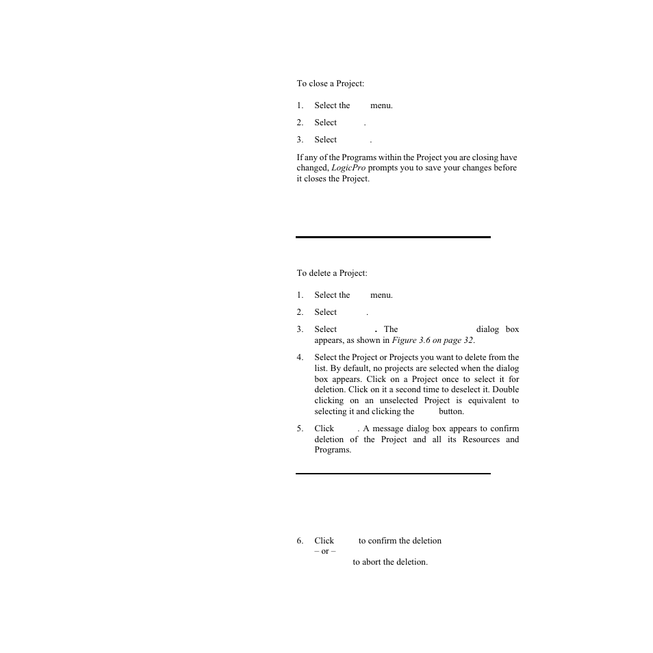 Closing a project, Deleting a project, Closing a project deleting a project | Watlow LogicPro User Manual | Page 47 / 296