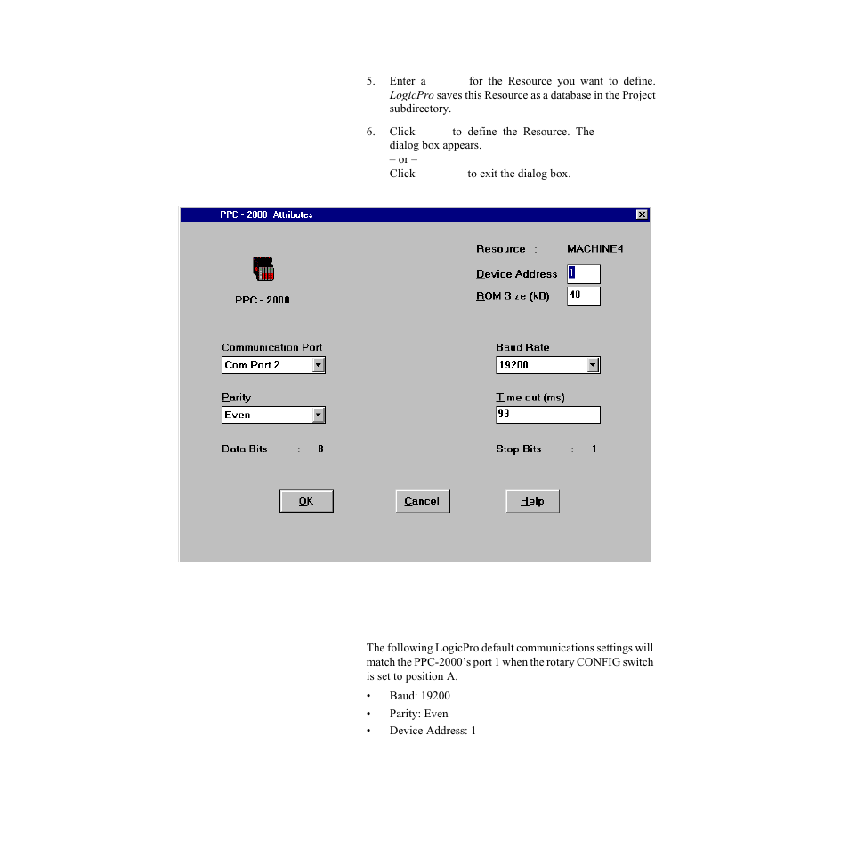 Ppc-2000 attributes, Figure 4.2—ppc-2000 attributes dialog box | Watlow LogicPro User Manual | Page 50 / 296