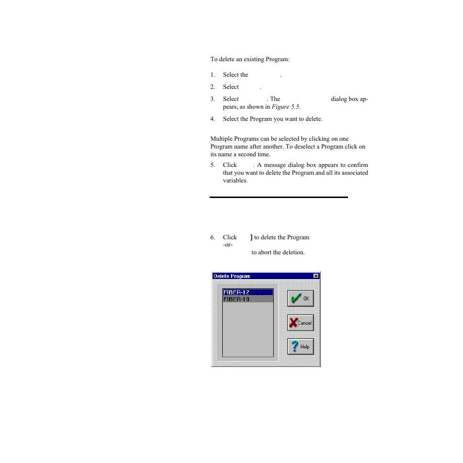 Deleting a program, Figure 5.5—delete program dialog box | Watlow LogicPro User Manual | Page 63 / 296