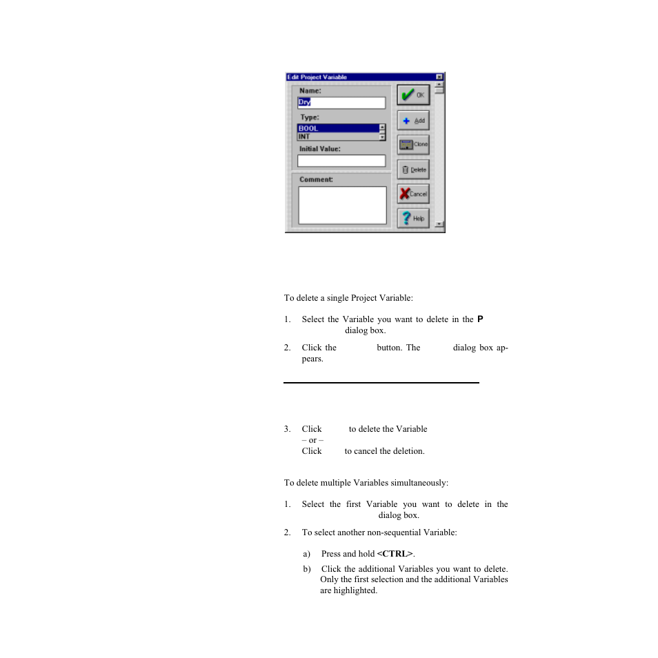 Deleting a project variable, Figure 6.3—edit project variable dialog box | Watlow LogicPro User Manual | Page 70 / 296