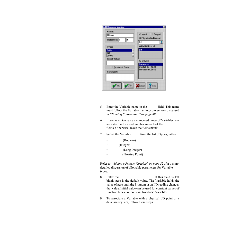 Figure 6.6—add resource variable dialog box | Watlow LogicPro User Manual | Page 74 / 296