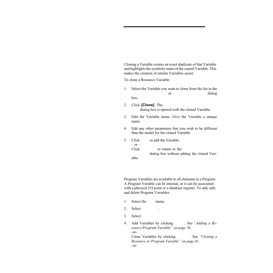 Cloning a resource or program variable, Program variables | Watlow LogicPro User Manual | Page 77 / 296