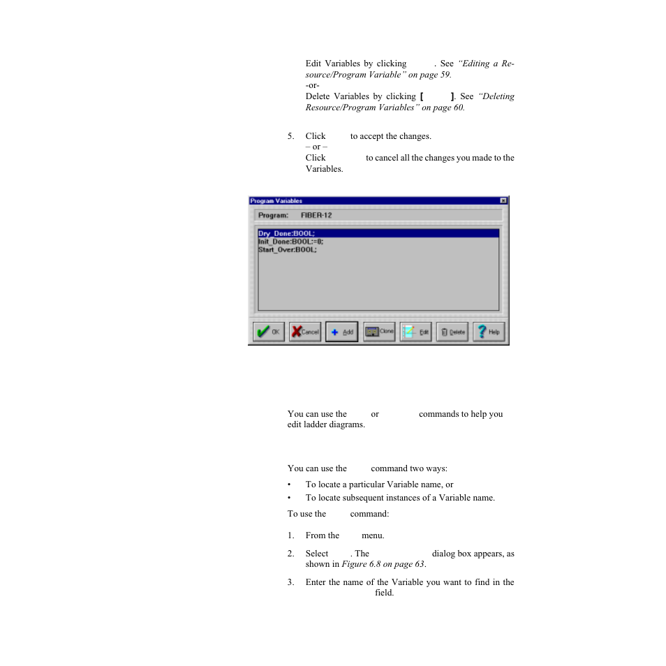 Finding and replacing a variable in a program, Using the find command, Figure 6.7—program variables dialog box | Watlow LogicPro User Manual | Page 78 / 296