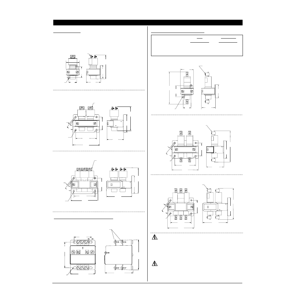 Dimensions, 1 pole, 2 pole | 3 pole | Watlow Mercury Relay or MDR Retrofit User Manual | Page 9 / 13