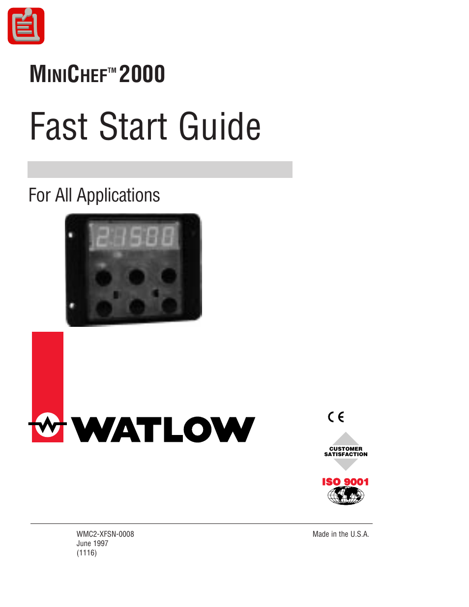 Watlow MINICHEF 2000 Fast Start User Manual | 23 pages