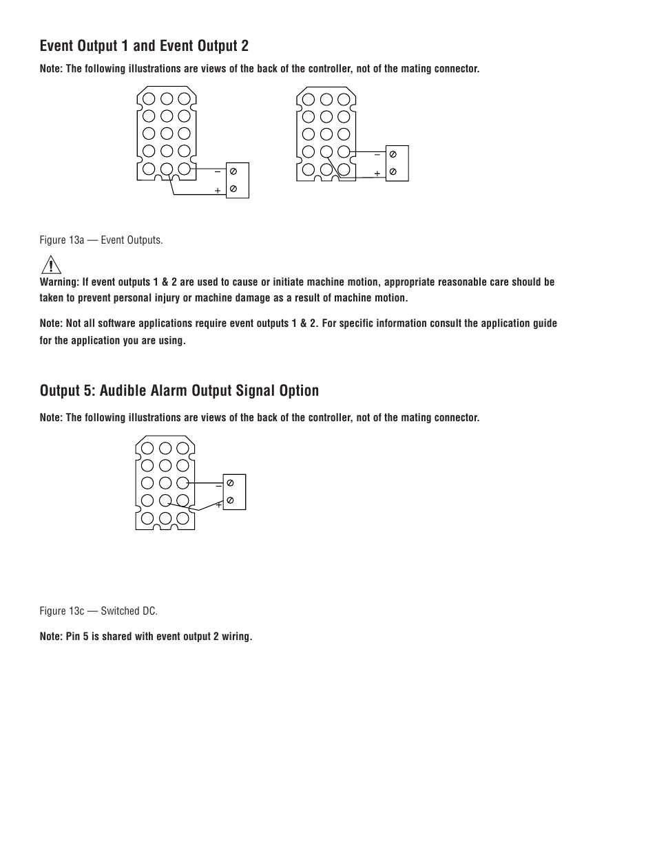 Event output 1 and event output 2, Output 5: audible alarm output signal option, Event output 2 | Event output 1 | Watlow MINICHEF 2000 Fast Start User Manual | Page 13 / 23