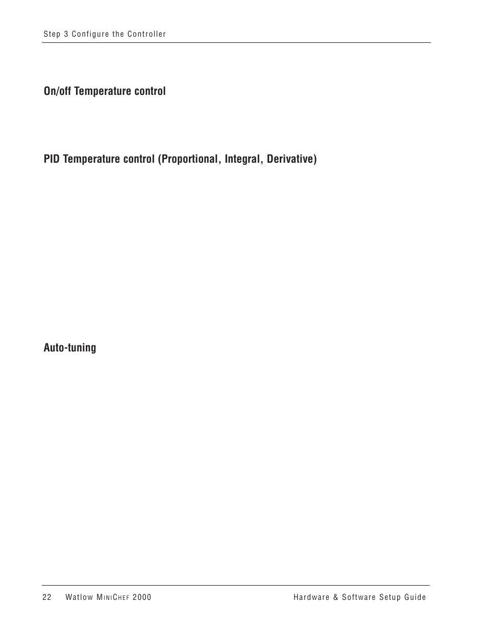 On/off temperature control, Auto-tuning | Watlow MINICHEF 2000 User Manual | Page 23 / 71