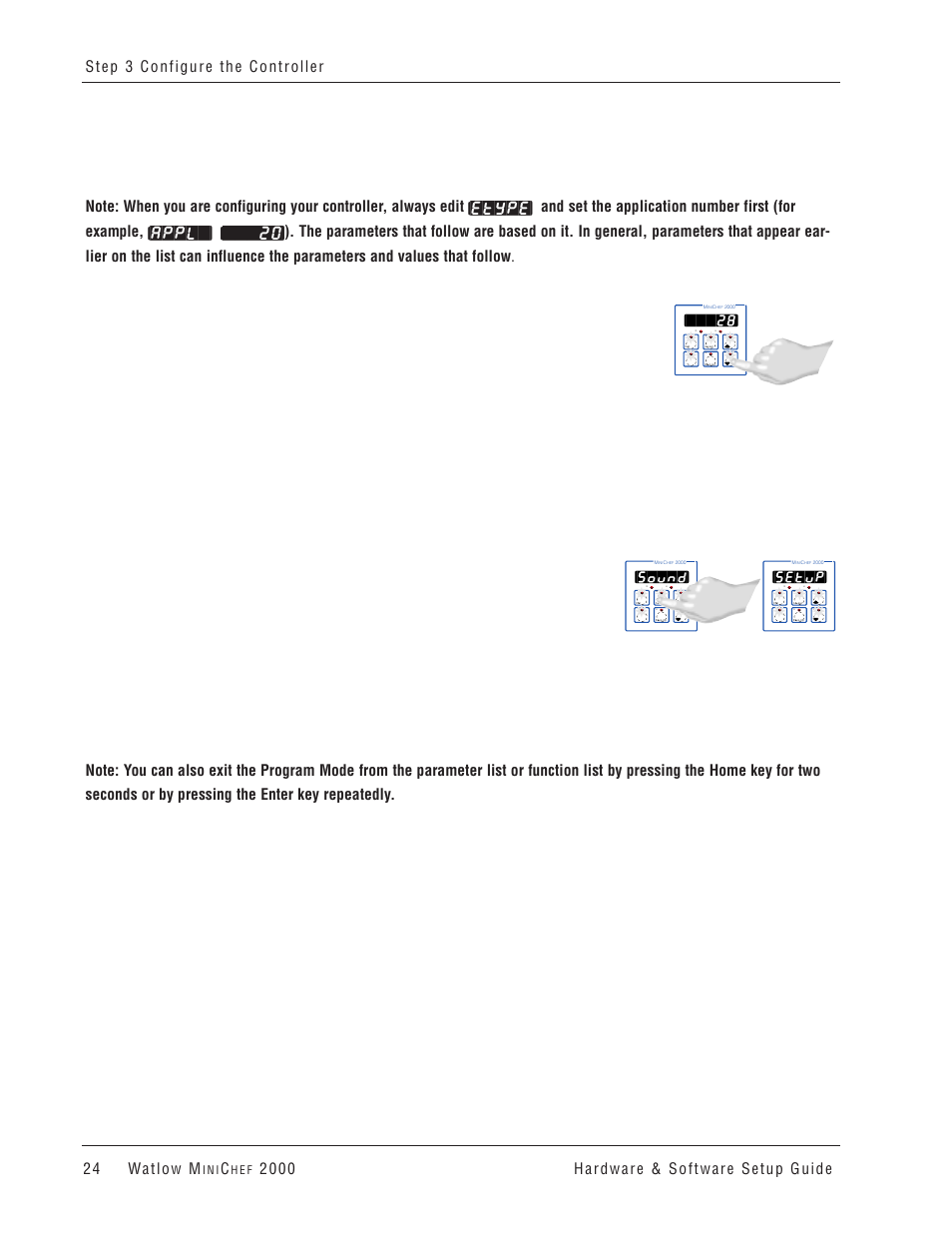 Appl, Setup, Sound | Watlow MINICHEF 2000 User Manual | Page 25 / 71