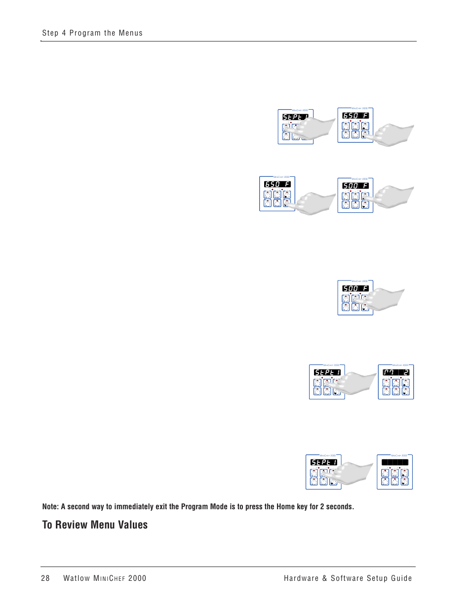 Stpt1, M``2, 500`f | 650`f, I n i, H e f | Watlow MINICHEF 2000 User Manual | Page 29 / 71