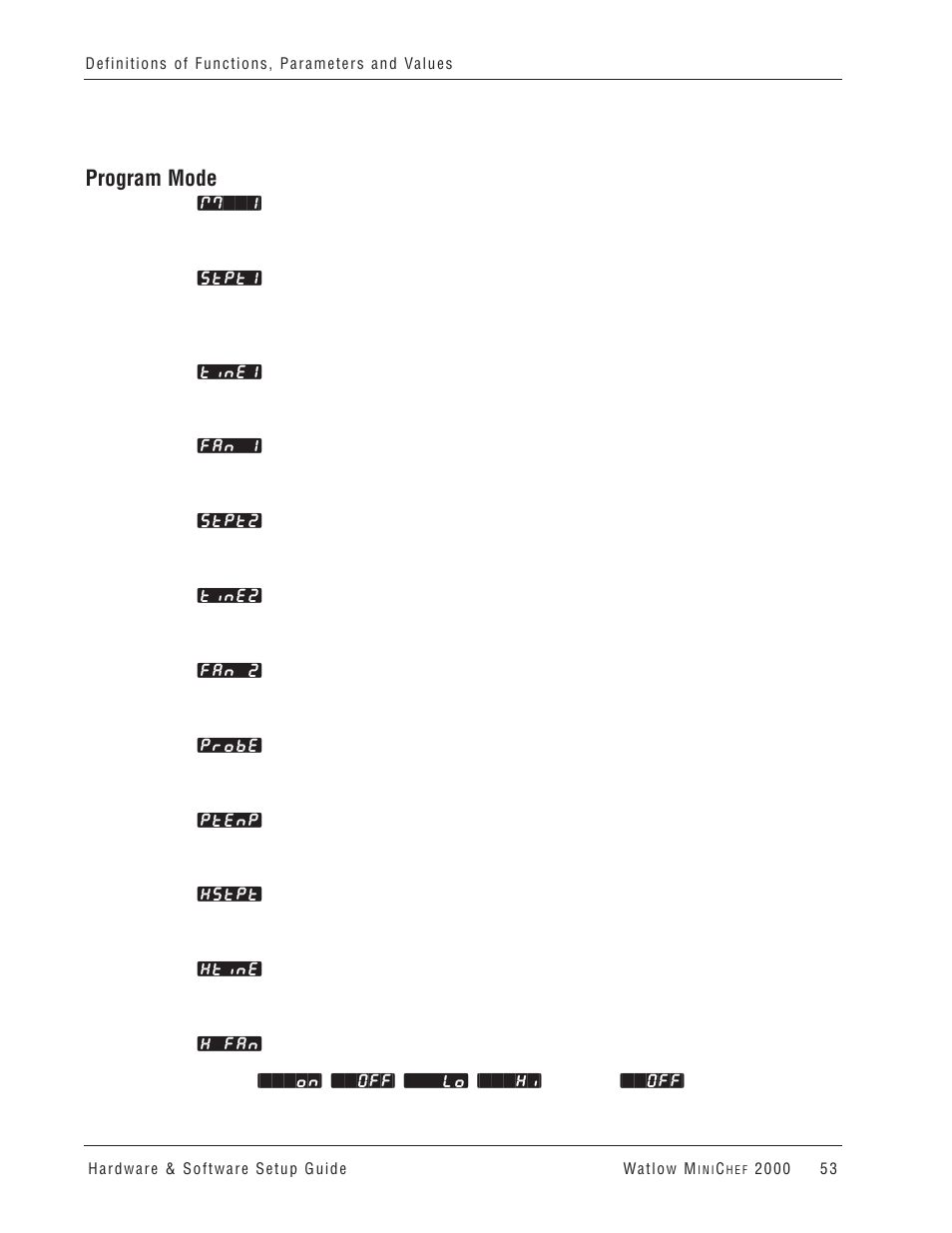 Program mode | Watlow MINICHEF 2000 User Manual | Page 54 / 71