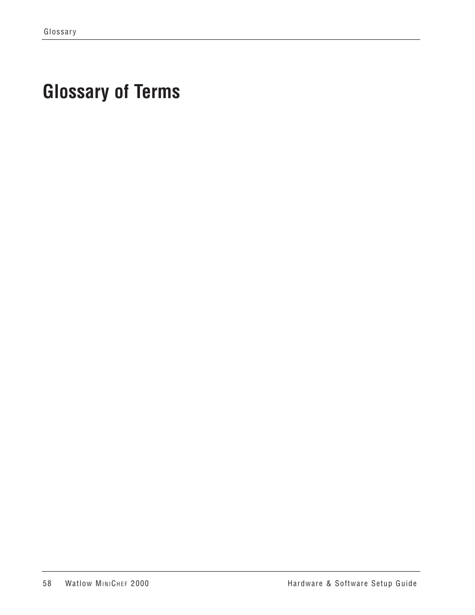 Glossary of terms | Watlow MINICHEF 2000 User Manual | Page 59 / 71