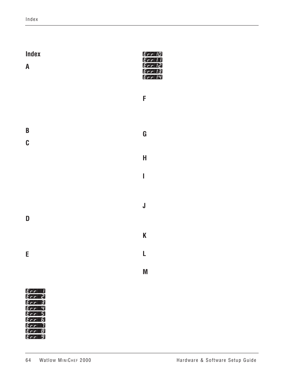 Index, Index a | Watlow MINICHEF 2000 User Manual | Page 65 / 71