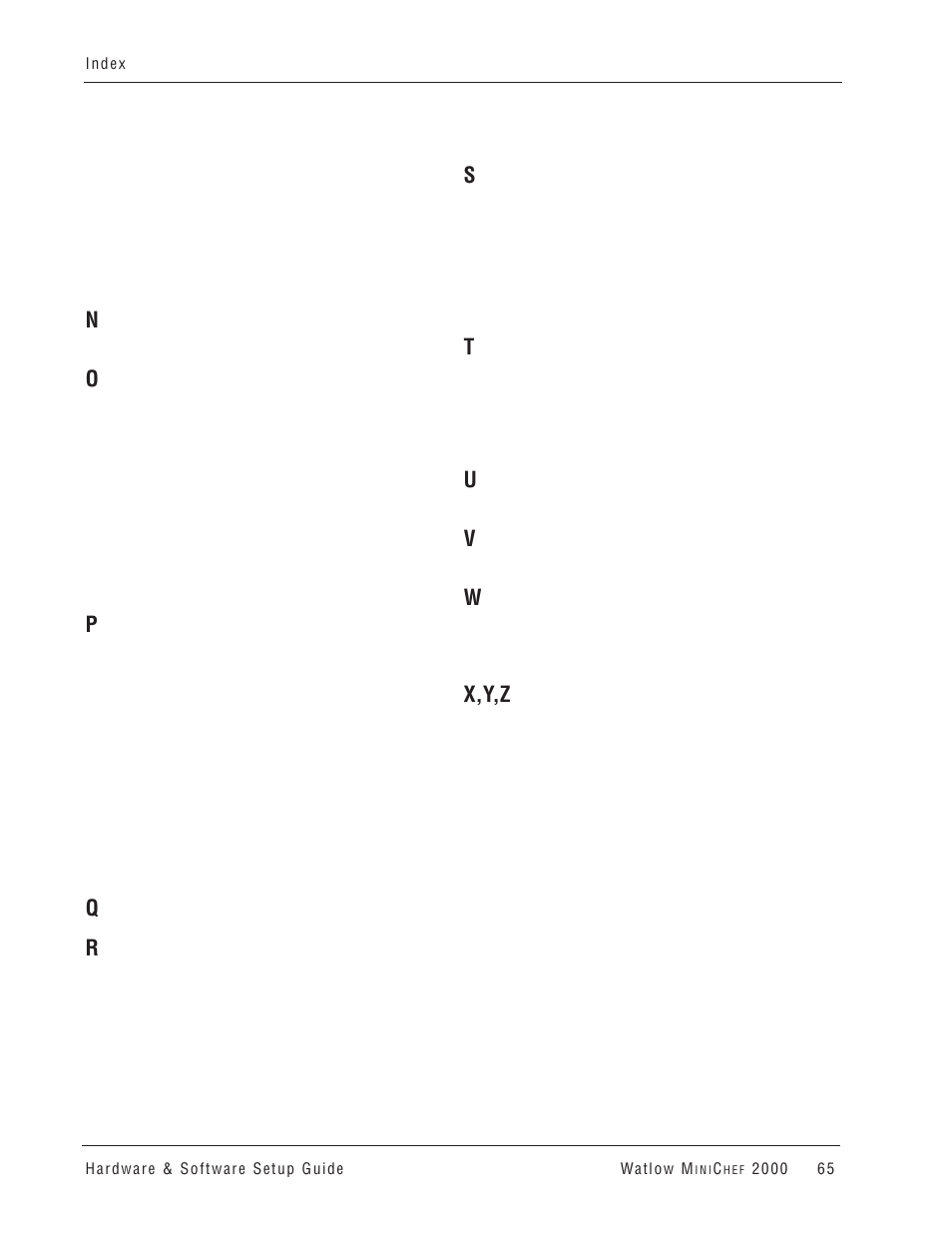 X,y,z | Watlow MINICHEF 2000 User Manual | Page 66 / 71