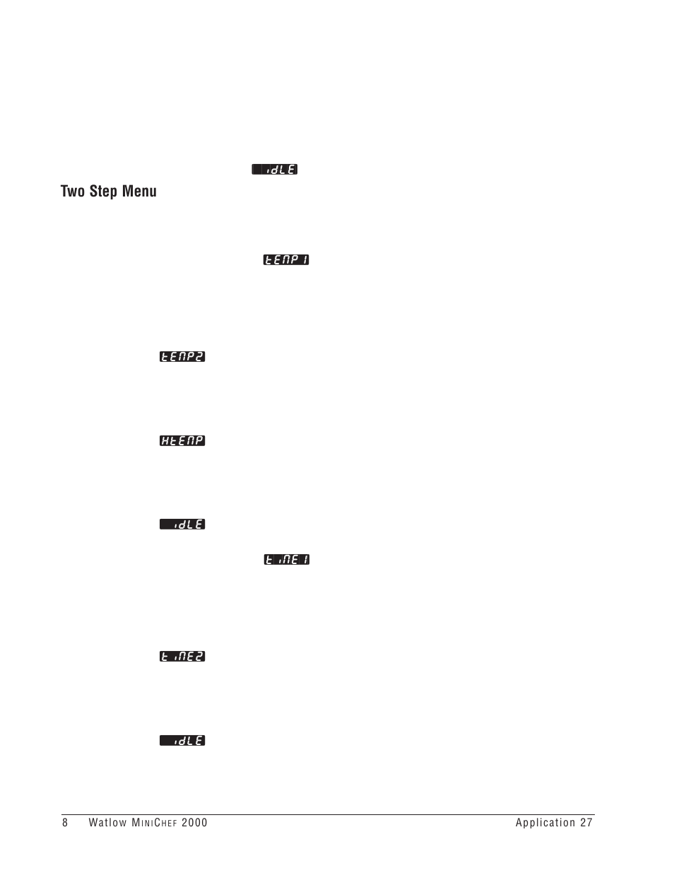 Two step menu | Watlow MINICHEF 2000 Rotisserie Oven Application User Manual | Page 10 / 31