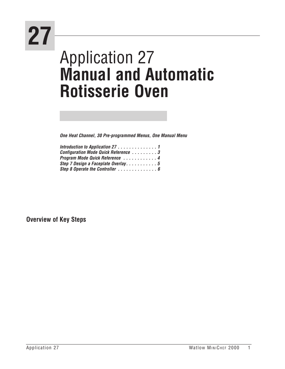 Watlow MINICHEF 2000 Rotisserie Oven Application User Manual | Page 3 / 31