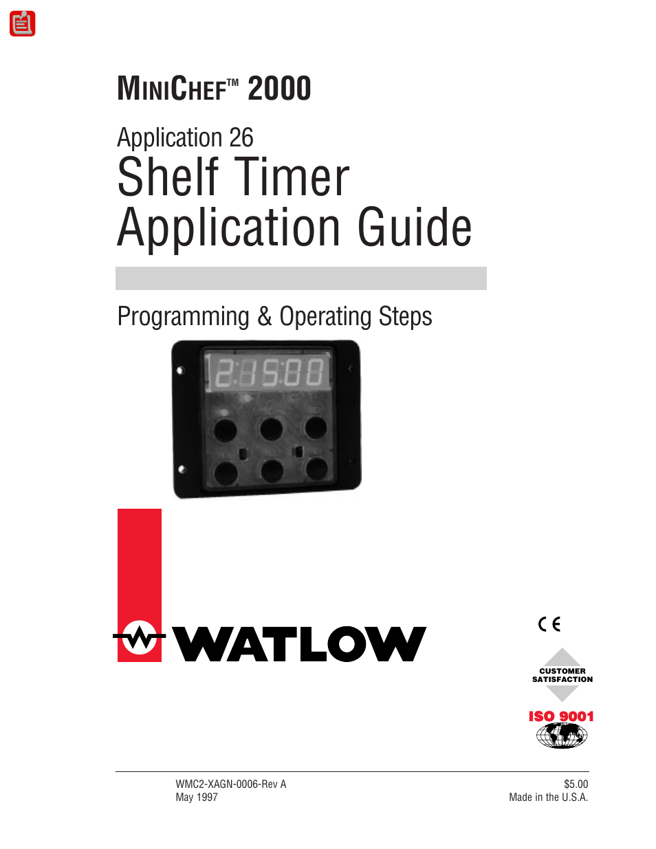 Watlow MINICHEF 2000 Shelf Timer Application User Manual | 15 pages