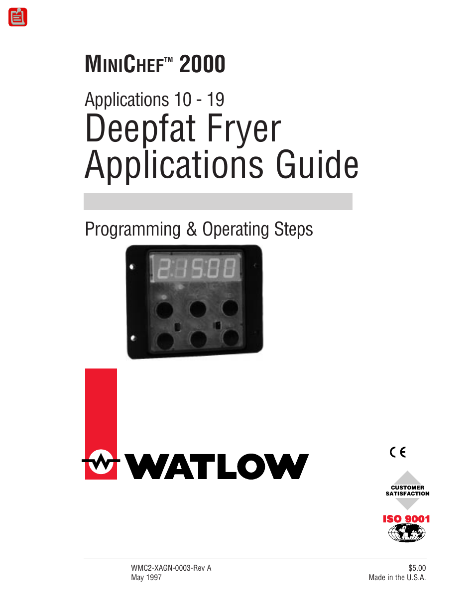 Watlow MINICHEF Deep Fat Fryer Application User Manual | 111 pages