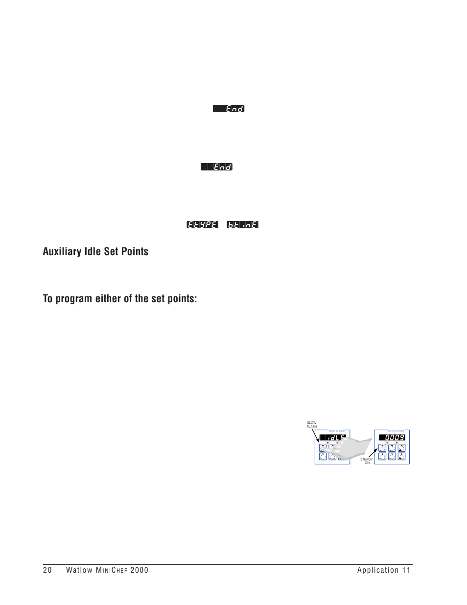 Auxiliary idle set points, Idle | Watlow MINICHEF Deep Fat Fryer Application User Manual | Page 22 / 111
