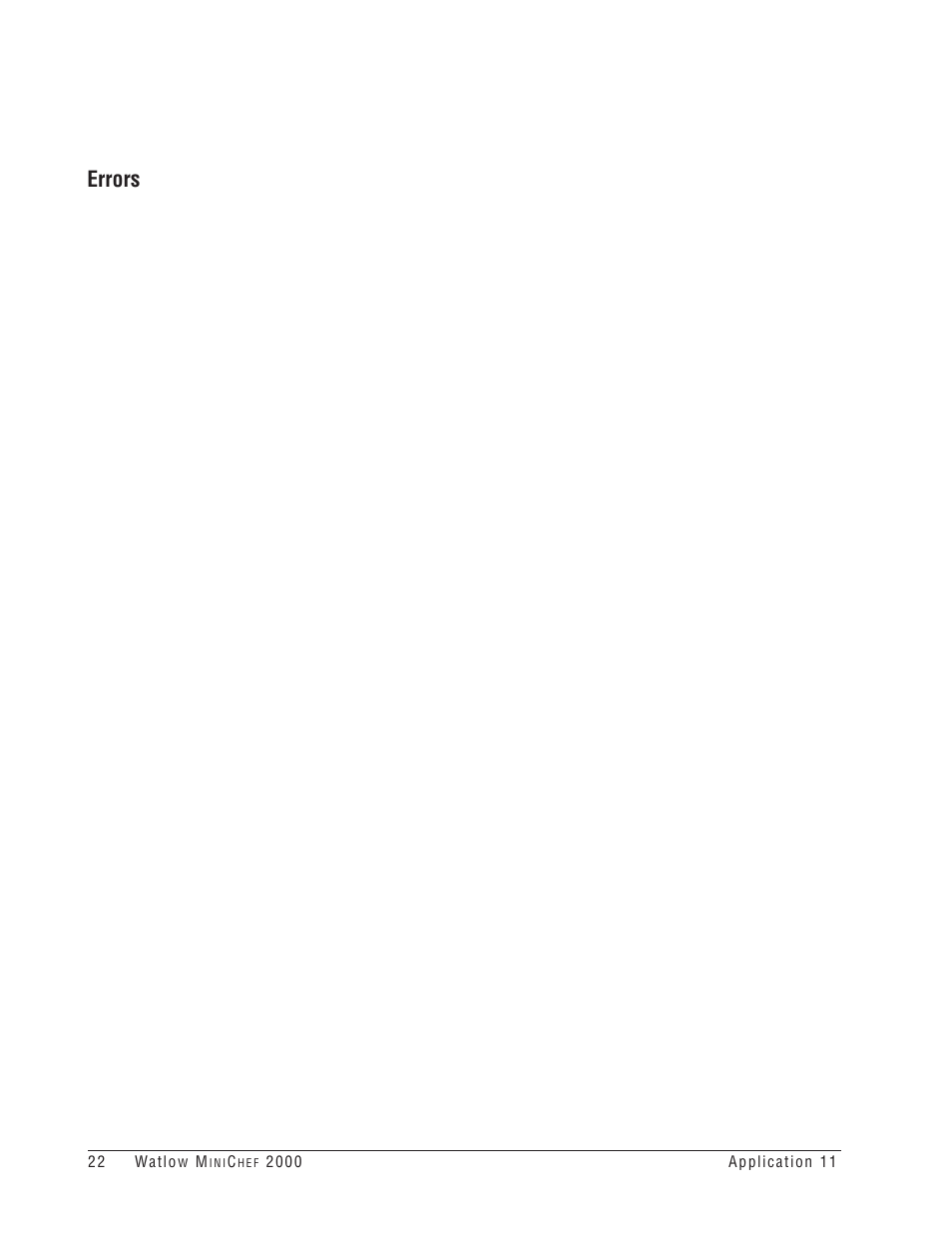 Errors | Watlow MINICHEF Deep Fat Fryer Application User Manual | Page 24 / 111